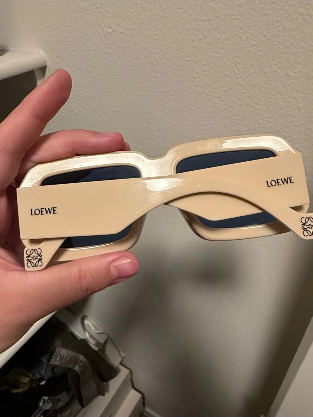 Loewe Beige Square-Frame Sunglasses with Orange Case